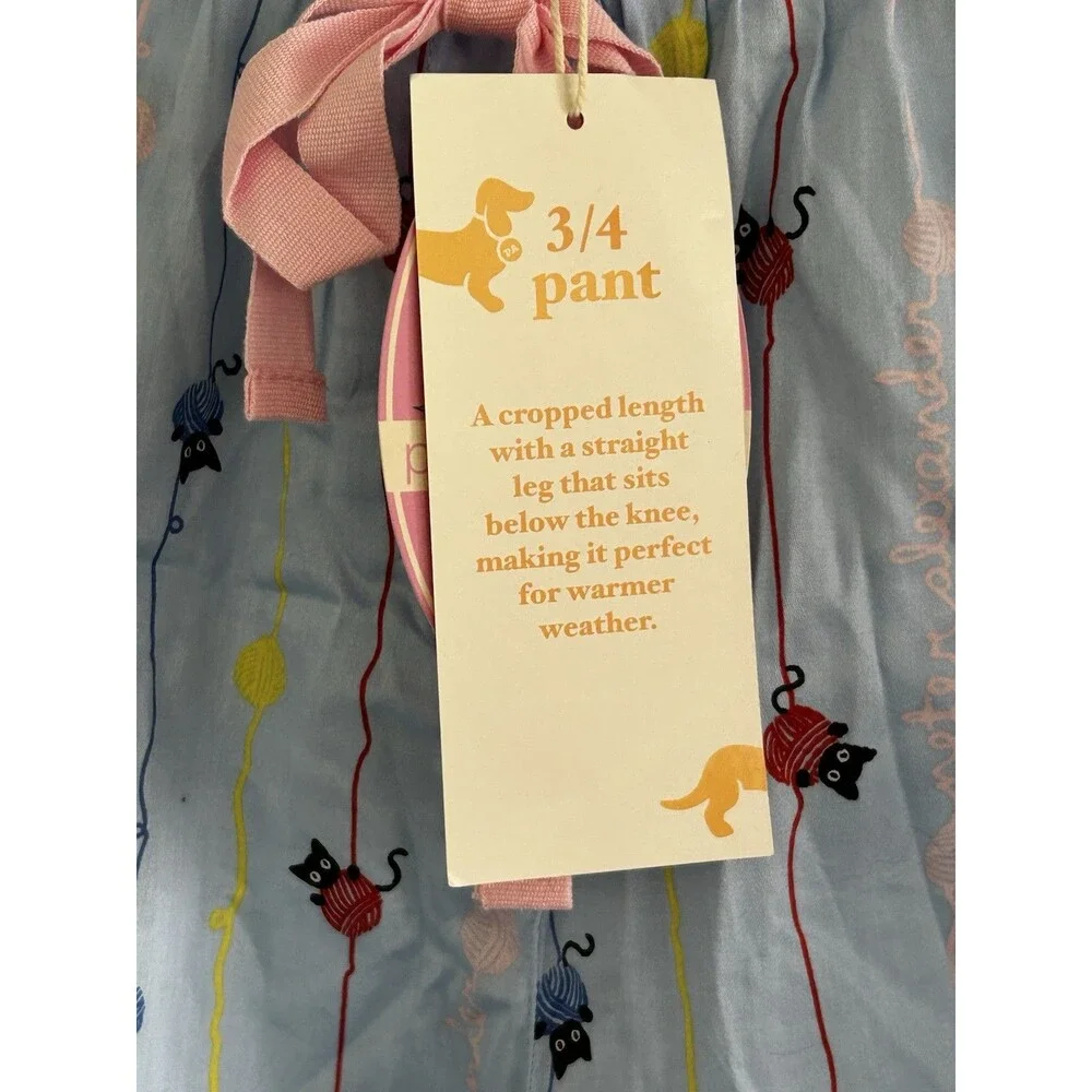 New Peter Alexander 3/4 Pajama Pants Size Medium Cats Kittens Ball of Yarn Crop - Picture 9 of 10